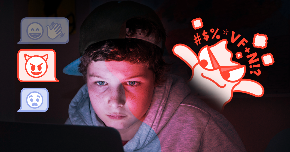 A stock image of a child with a ghost representing a cyberbullying looking over his shoulder