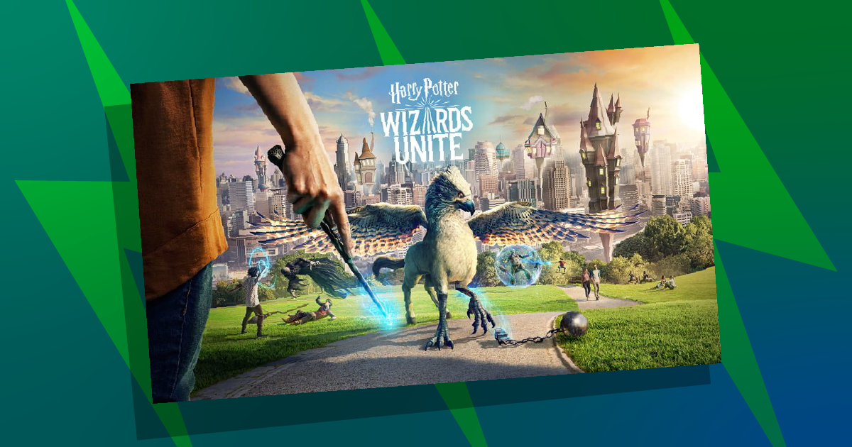 Wizards Unite poster on background