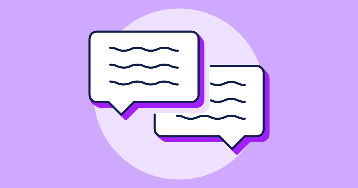 A set of different  purple texting icons