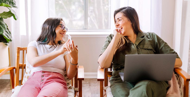 mother and daughter discussing Bark Parental Controls