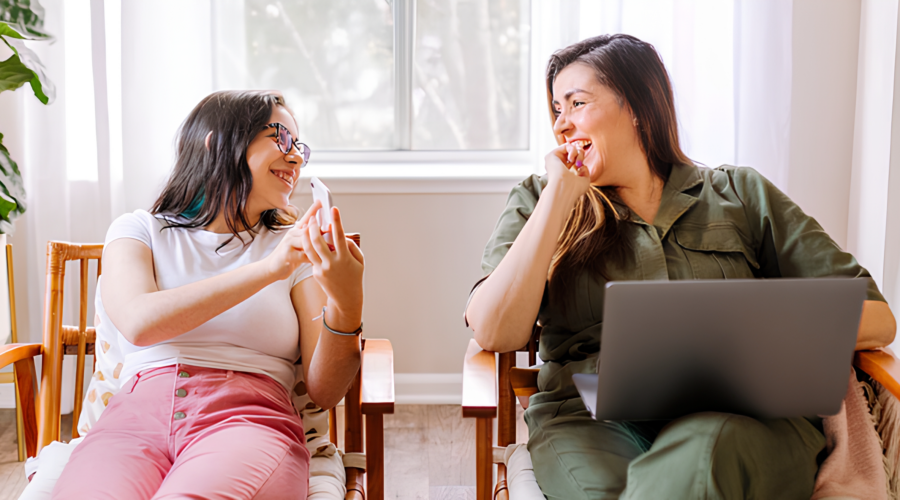 mother and daughter discussing Bark Parental Controls