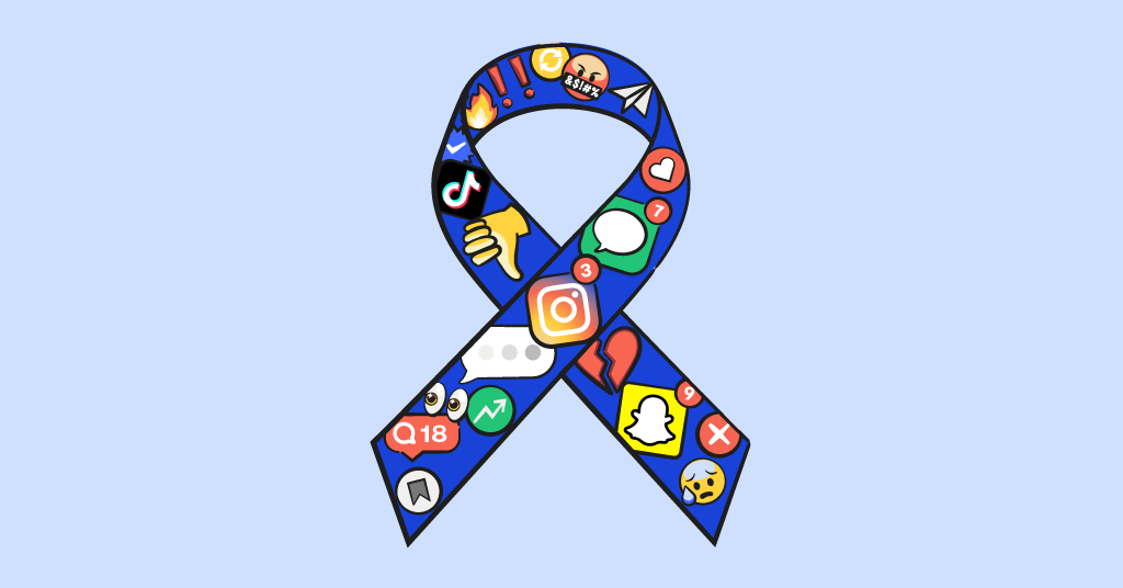 ribbon with social media icons in it